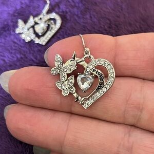 🆕Silver with clear gems, butterflies, heart center. NIB.